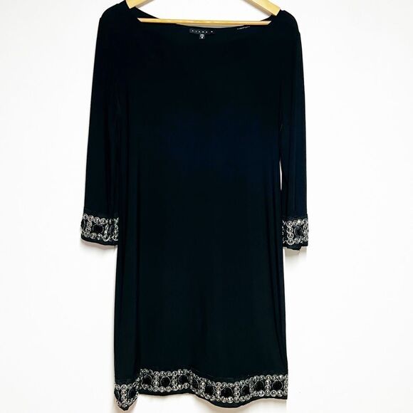Tiana B Classic Elegant Embellished Midi shift Cocktail Dress Sz 10 - Picture 6 of 10